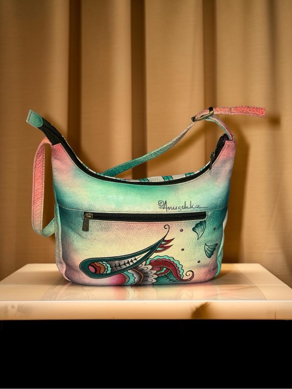 Anuschka Handpainted Leather Shoulder Bag